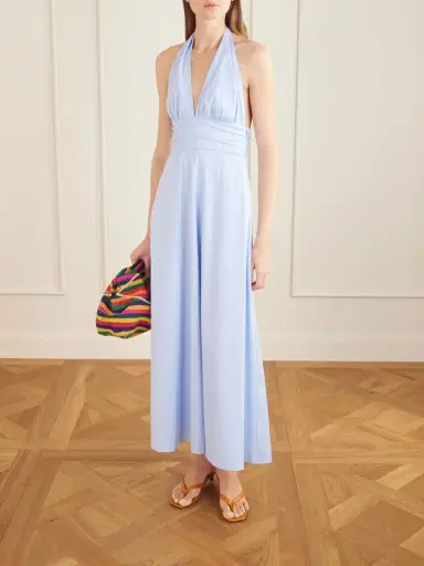 BERNADETTE Marilyn Organic Cotton-blend Poplin Halterneck Maxi Dress | Thumbnail 2