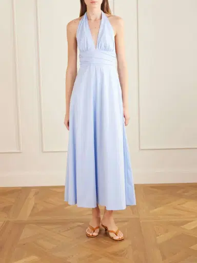 BERNADETTE Marilyn Organic Cotton-blend Poplin Halterneck Maxi Dress | Thumbnail 3