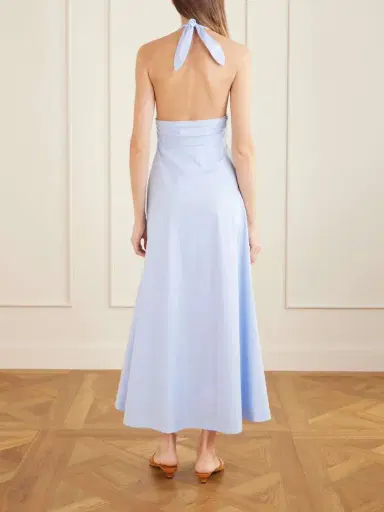 BERNADETTE Marilyn Organic Cotton-blend Poplin Halterneck Maxi Dress | Thumbnail 4