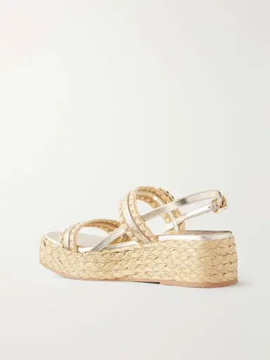 Roger Vivier Summer Embellished Metallic Leather-trimmed Woven Raffia Platform Sandals | Thumbnail 3 Roger Vivier Summer Embellished Metallic Leather-trimmed Woven Raffia Platform Sandals | Thumbnail 3