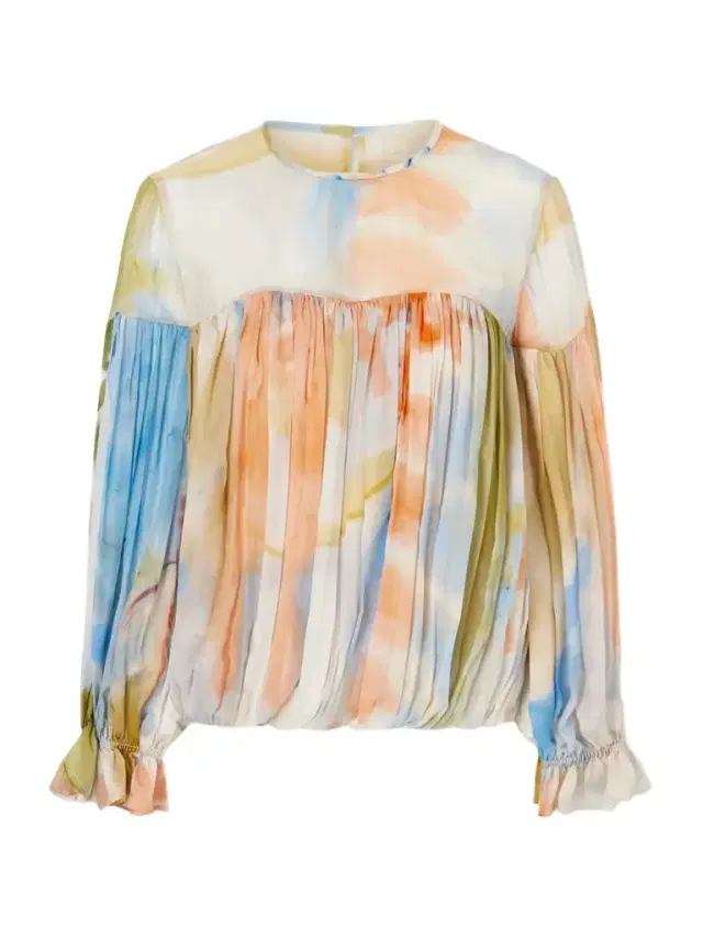 Pearl Pleated Printed Silk-chiffon Blouse