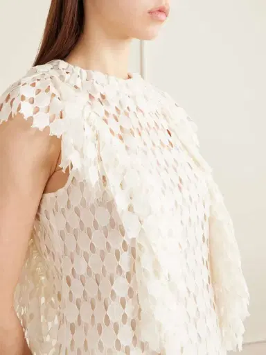 Ulla Johnson Daevy Ruffled Cotton-blend Lace Blouse | Thumbnail 4 Ulla Johnson Daevy Ruffled Cotton-blend Lace Blouse | Thumbnail 4