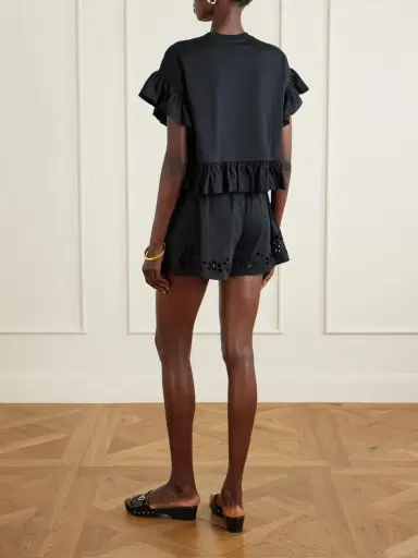 Ulla Johnson Mariana Ruffled Broderie Anglaise Organic Cotton-jersey Blouse | Thumbnail 3 Ulla Johnson Mariana Ruffled Broderie Anglaise Organic Cotton-jersey Blouse | Thumbnail 3
