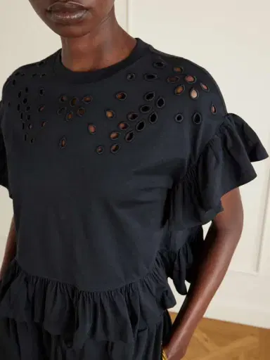 Ulla Johnson Mariana Ruffled Broderie Anglaise Organic Cotton-jersey Blouse | Thumbnail 4 Ulla Johnson Mariana Ruffled Broderie Anglaise Organic Cotton-jersey Blouse | Thumbnail 4