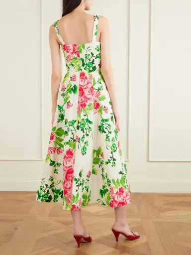 Saloni Sabrina Floral-print Woven Midi Dress | Thumbnail 3 Saloni Sabrina Floral-print Woven Midi Dress | Thumbnail 3
