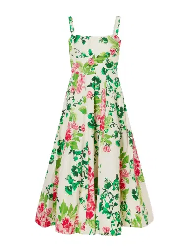 Saloni Sabrina Floral-print Woven Midi Dress | Thumbnail 1 Saloni Sabrina Floral-print Woven Midi Dress | Thumbnail 1