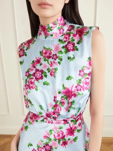 Saloni Fleur Printed Satin Halterneck Gown | Thumbnail 4 Saloni Fleur Printed Satin Halterneck Gown | Thumbnail 4