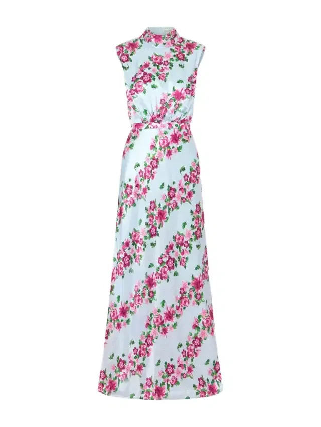 Fleur Printed Satin Halterneck Gown
