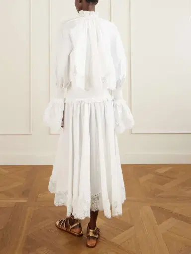 Zimmermann Alchemy Ruffled Shirred Lace-trimmed Cotton-poplin Midi Dress | Thumbnail 3 Zimmermann Alchemy Ruffled Shirred Lace-trimmed Cotton-poplin Midi Dress | Thumbnail 3