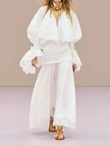 Zimmermann Alchemy Ruffled Shirred Lace-trimmed Cotton-poplin Midi Dress | Thumbnail 5 Zimmermann Alchemy Ruffled Shirred Lace-trimmed Cotton-poplin Midi Dress | Thumbnail 5
