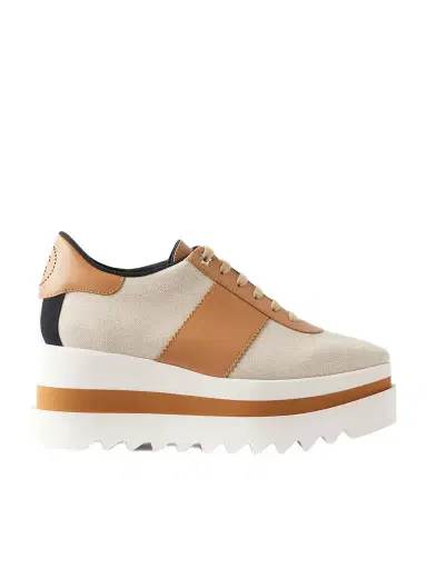 Stella McCartney Sneak-elyse Salt And Pepper Exaggerated-sole Canvas Sneakers | Thumbnail 1 Stella McCartney Sneak-elyse Salt And Pepper Exaggerated-sole Canvas Sneakers | Thumbnail 1