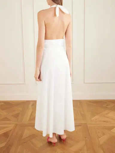 BERNADETTE Marilyn Organic Cotton-blend Poplin Halterneck Maxi Dress | Thumbnail 4