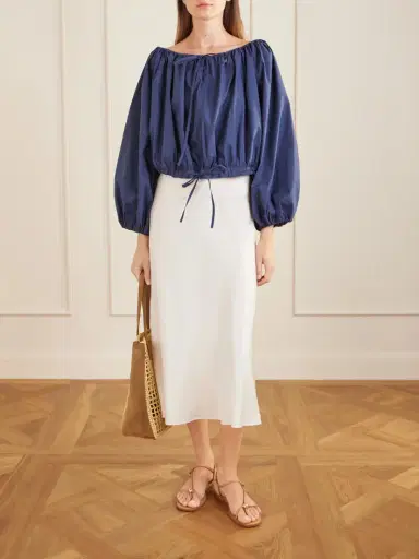 BERNADETTE Ally Off-the-shoulder Cropped Cotton-blend Blouse | Thumbnail 2