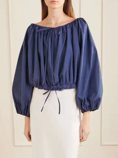 BERNADETTE Ally Off-the-shoulder Cropped Cotton-blend Blouse | Thumbnail 3