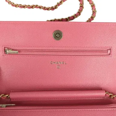 Chanel Chanel Classic Wallet On Chain WOC Pink Caviar Brushed Gold Hardware | Thumbnail 8 Chanel Chanel Classic Wallet On Chain WOC Pink Caviar Brushed Gold Hardware | Thumbnail 8