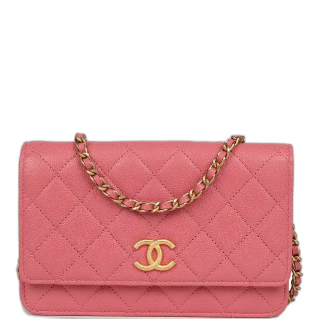 Chanel Chanel Classic Wallet On Chain WOC Pink Caviar Brushed Gold Hardware