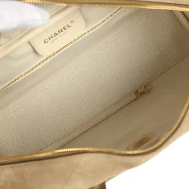 Chanel Chanel Large Bowling Bag Dark Beige Suede Gold Hardware | Thumbnail 8 Chanel Chanel Large Bowling Bag Dark Beige Suede Gold Hardware | Thumbnail 8