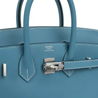 HERMÈS Hermes Birkin 25 Blue Jean Swift Palladium Hardware | Thumbnail 7 HERMÈS Hermes Birkin 25 Blue Jean Swift Palladium Hardware | Thumbnail 7