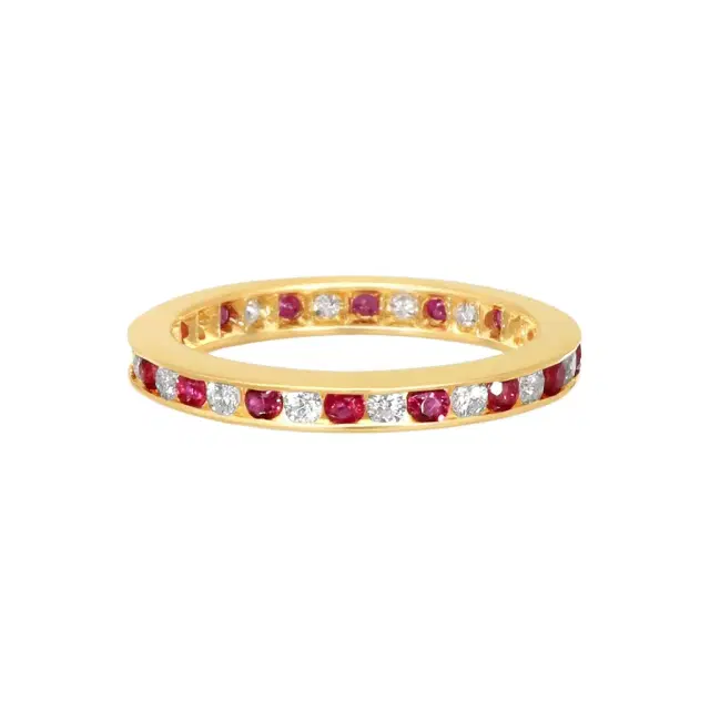 Suna Suna 14K Yellow Gold Diamond & Ruby Wedding Band Ring Sz. 6 by The Solist