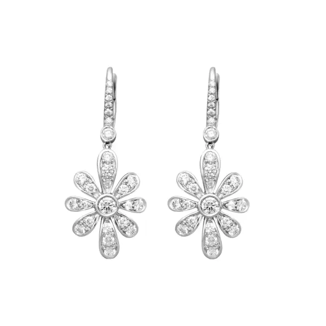 Suna Suna 18K White Gold Diamond Ice Flower Drop Earrings by The Solist