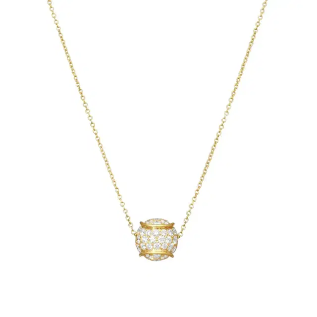Suna Suna 18K Yellow Gold Diamond Tennis Ball Pendant Necklace by The Solist