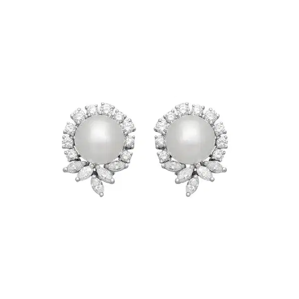 Suna Suna Platinum Diamond & South Sea Culture Pearl Earrings by The Solist