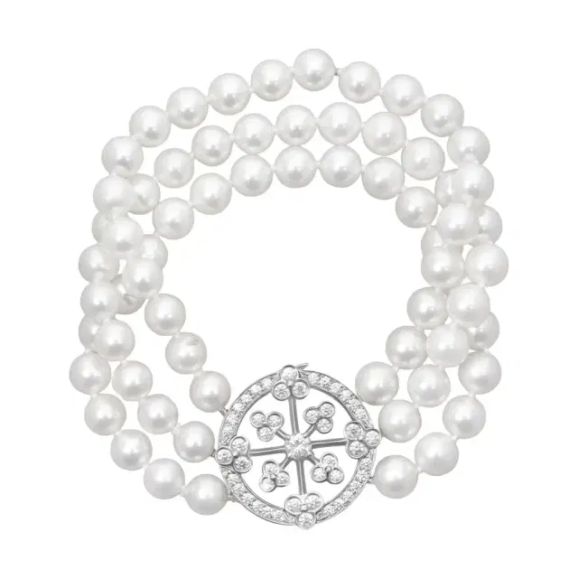 Suna Suna Platinum Diamond Cultured Pearl Lace Bracelet by The Solist