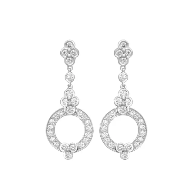 Suna Suna Platinum Diamond Lace Drop Earrings by The Solist