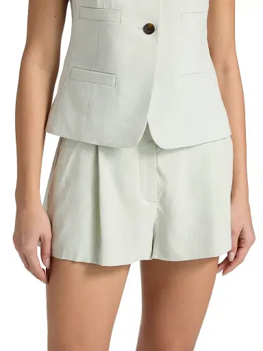 A.L.C. A. L.C. Women's Winston Pleated-Front Linen-Blend Shorts | Thumbnail 3