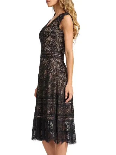 Tadashi Shoji Women's Lace Fit & Flare Midi-Dress - Black Tan - Size 18 | Thumbnail 3 Tadashi Shoji Women's Lace Fit & Flare Midi-Dress - Black Tan - Size 18 | Thumbnail 3