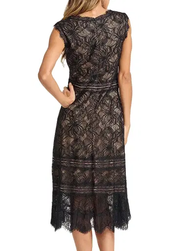 Tadashi Shoji Women's Lace Fit & Flare Midi-Dress - Black Tan - Size 18 | Thumbnail 4 Tadashi Shoji Women's Lace Fit & Flare Midi-Dress - Black Tan - Size 18 | Thumbnail 4