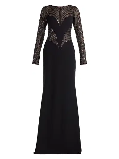 Tadashi Shoji Women's Sequin-Embellished Long-Sleeve Crepe Gown | Thumbnail 1 Tadashi Shoji Women's Sequin-Embellished Long-Sleeve Crepe Gown | Thumbnail 1