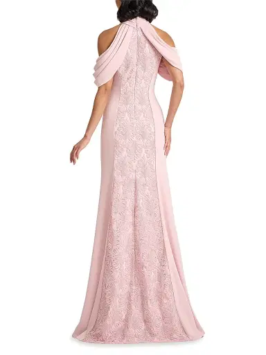 Tadashi Shoji Women's Cold-Shoulder Corded Lace Gown - Rose Quartz - Size 16 | Thumbnail 5