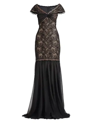 Tadashi Shoji Women's Lace Chiffon Mermaid Gown | Thumbnail 1 Tadashi Shoji Women's Lace Chiffon Mermaid Gown | Thumbnail 1