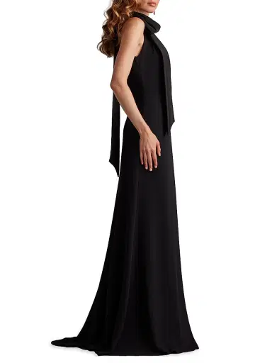 Tadashi Shoji Women's Crepe Bow Sleeveless A-Line Gown - Black - Size XL | Thumbnail 3