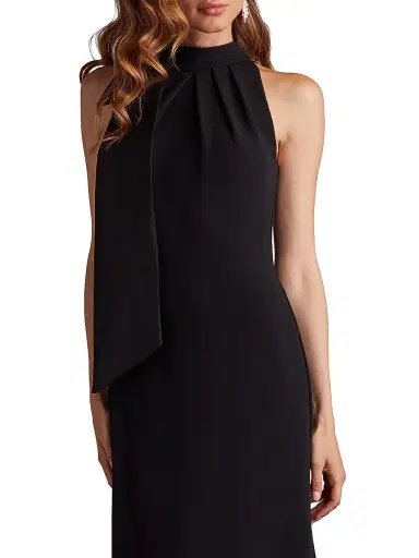 Tadashi Shoji Women's Crepe Bow Sleeveless A-Line Gown - Black - Size XL | Thumbnail 5