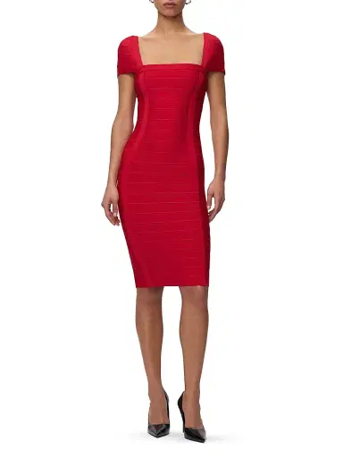 Hervé Léger Women's The Premiere Bandage Midi-Dress - Chili - Size XXS | Thumbnail 3