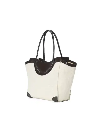 Staud Women's Maude Leather-Trimmed Cotton Tote Bag - Natural Espresso | Thumbnail 2 Staud Women's Maude Leather-Trimmed Cotton Tote Bag - Natural Espresso | Thumbnail 2