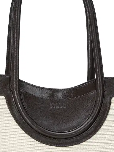 Staud Women's Maude Leather-Trimmed Cotton Tote Bag - Natural Espresso | Thumbnail 4 Staud Women's Maude Leather-Trimmed Cotton Tote Bag - Natural Espresso | Thumbnail 4