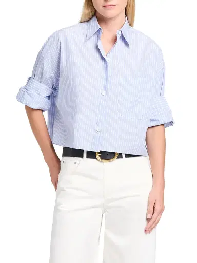TWP Women's Next Ex Striped Cotton Crop Shirt | Thumbnail 2 TWP Women's Next Ex Striped Cotton Crop Shirt | Thumbnail 2