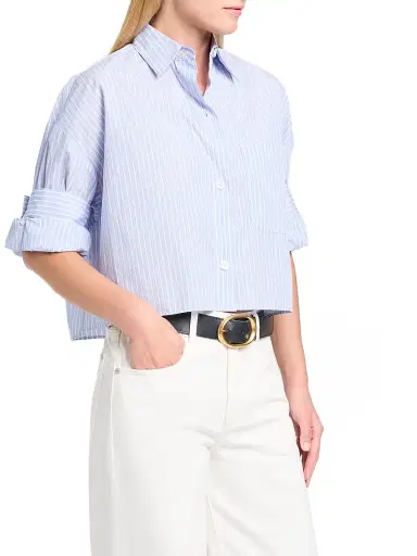 TWP Women's Next Ex Striped Cotton Crop Shirt | Thumbnail 3 TWP Women's Next Ex Striped Cotton Crop Shirt | Thumbnail 3