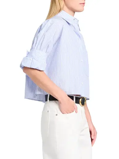 TWP Women's Next Ex Striped Cotton Crop Shirt | Thumbnail 4 TWP Women's Next Ex Striped Cotton Crop Shirt | Thumbnail 4