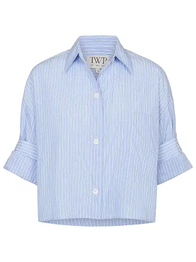TWP Women's Next Ex Striped Cotton Crop Shirt | Thumbnail 1 TWP Women's Next Ex Striped Cotton Crop Shirt | Thumbnail 1