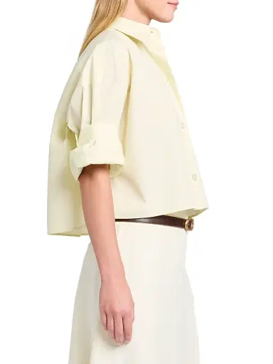 TWP Women's Next Ex Superfine Cotton Crop Shirt - Glass Green | Thumbnail 3