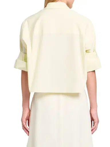 TWP Women's Next Ex Superfine Cotton Crop Shirt - Glass Green | Thumbnail 4
