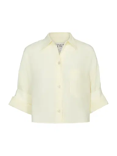 TWP Women's Next Ex Superfine Cotton Crop Shirt - Glass Green | Thumbnail 1
