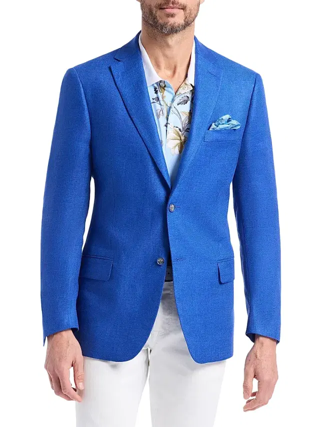 Robert Graham Men's Rempston Woven Linen Sport Coat - Cobalt