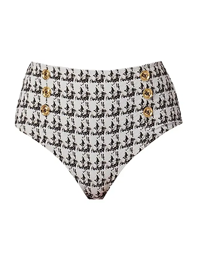 Shoshanna Women's Houndstooth Bikini Bottom - Jet