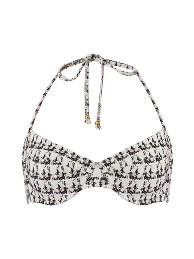Shoshanna Women's Houndstooth Halterneck ikini Top - Jet