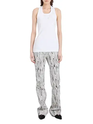 Proenza Schouler Women's Tana Ribbed Embroidered Cotton Tank - White - Size Medium | Thumbnail 2